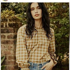Doen Plaid Blouse in Brown and Cream